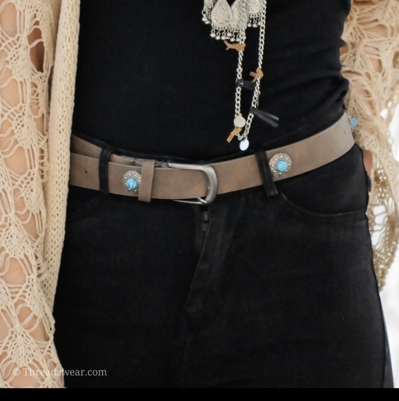 Boho Western Faux Leather Belt - Picture 3 of 9